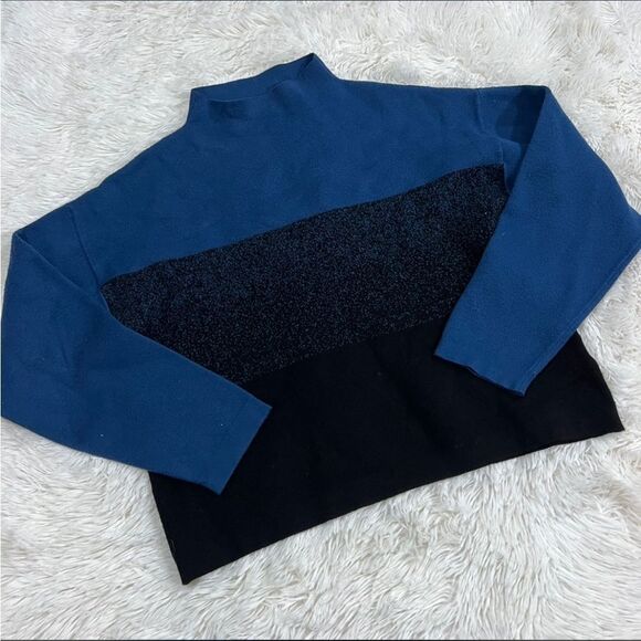Ann Klein mock neck viscose blue sweater - Picture 1 of 8